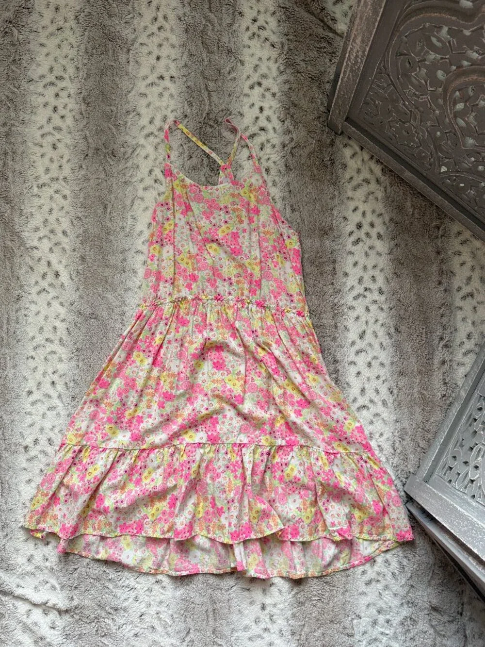 The Children's Place neon floral dress girl size 16 summer vacation garden party
